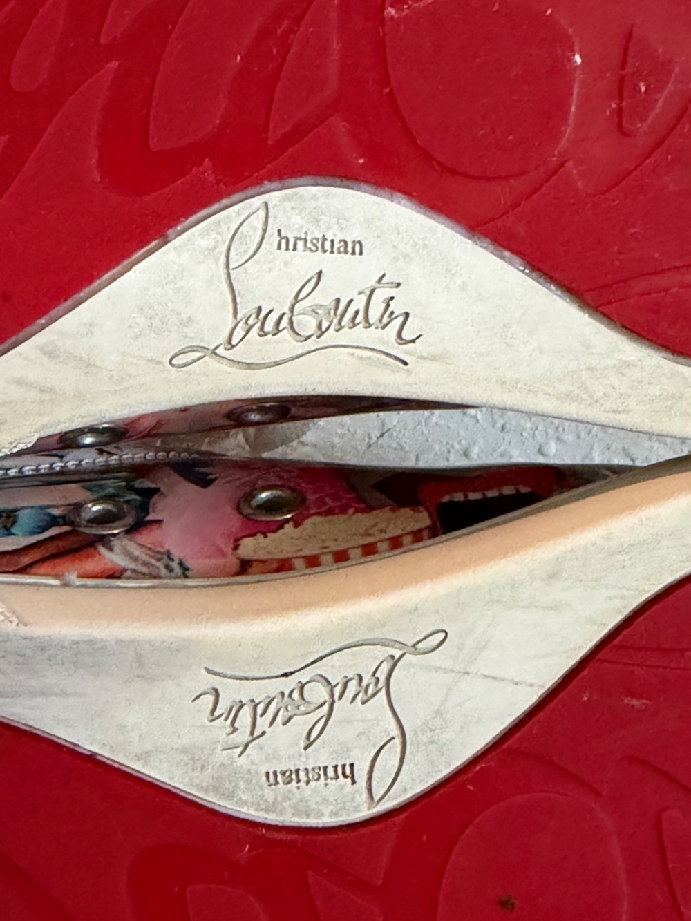 Christian Louboutin Viera Graphic Print Patent Red Sole Sneakers 38 - Picture 10 of 16